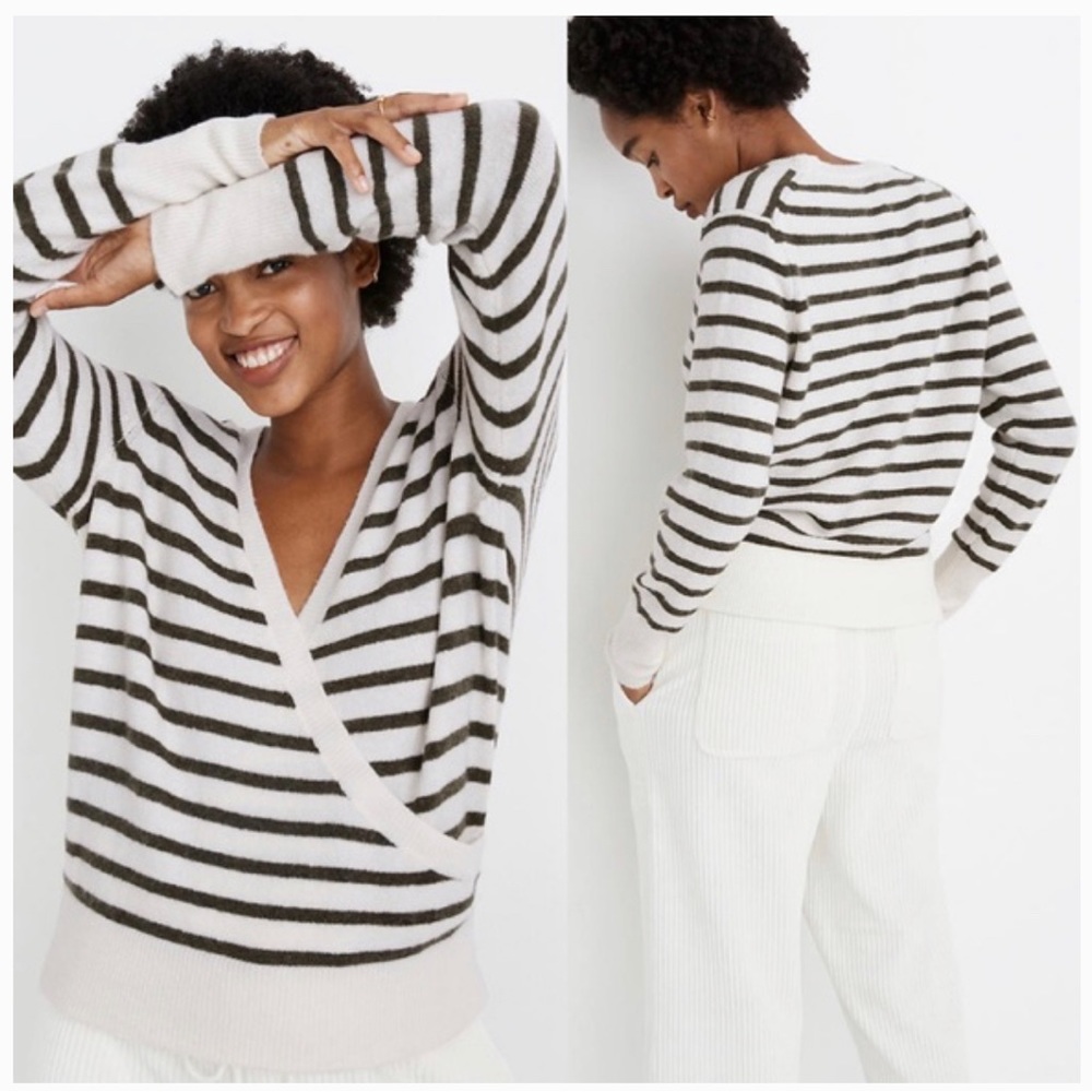 Madewell Wrap Front Sweater Elthorne Stripe